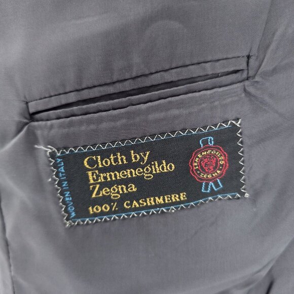 Nordstrom Ermenegildo Zegna Cloth 100% Cashmere Soft Gray Check Blazer Est. 46R - Picture 7 of 8